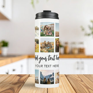 Modern Personalized Photo Collage Thermal Tumbler