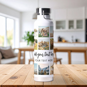 Modern Personalized Photo Collage Water Bottle