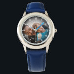 Modern Personalized Photo & Custom Text Boy's Watch<br><div class="desc">This custom boy's watch features a heartwarming and fully personalized photo design, perfect for celebrating cherished memories. The watch face showcases your chosen image surrounded by a classic numeral layout, making it easy for children to read the time while keeping a loved moment close. Add your own text above and...</div>
