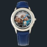 Modern Personalized Photo & Custom Text Boy's Watch<br><div class="desc">This custom boy's watch features a heartwarming and fully personalized photo design, perfect for celebrating cherished memories. The watch face showcases your chosen image surrounded by a classic numeral layout, making it easy for children to read the time while keeping a loved moment close. Add your own text above and...</div>