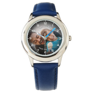Modern Personalized Photo & Custom Text Boy's Watch
