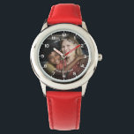 Modern Personalized Photo & Custom Text Girl's Watch<br><div class="desc">This custom girl's watch features a heartwarming and fully personalized photo design, perfect for celebrating cherished memories. The watch face showcases your chosen image surrounded by a classic numeral layout, making it easy for children to read the time while keeping a loved moment close. Add your own text above and...</div>