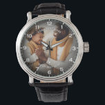 Modern Personalized Photo & Custom Text Men's Watch<br><div class="desc">Create a meaningful and stylish keepsake with this personalized watch featuring a fully customizable photo design. The watch face highlights your favourite image, surrounded by a sleek layout with clear numerals for a classic yet modern look. Perfect for celebrating special moments, the design allows you to add custom text above...</div>