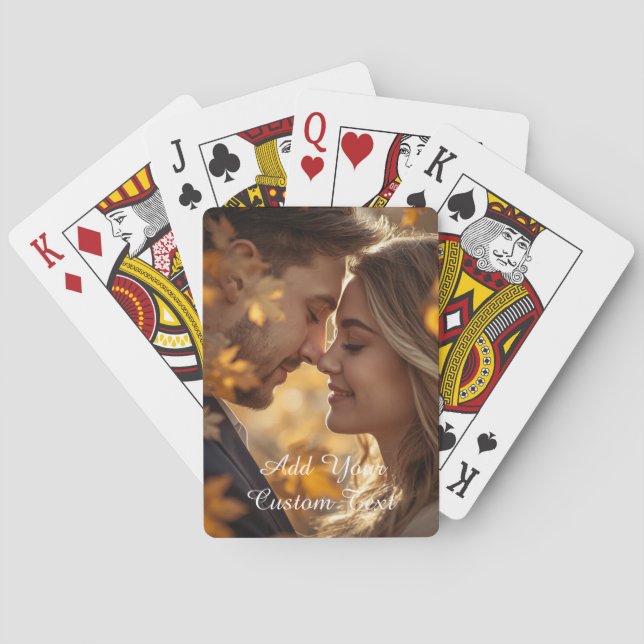 Modern Personalized Photo & Custom Text Playing Cards (Back)