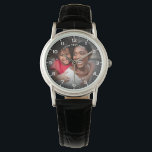 Modern Personalized Photo & Custom Text Women's Watch<br><div class="desc">Create a meaningful and stylish keepsake with this personalized watch for women featuring a fully customizable photo design. The watch face highlights your favourite image, surrounded by a sleek layout with clear numerals for a classic yet modern look. Perfect for celebrating special moments, the design allows you to add custom...</div>