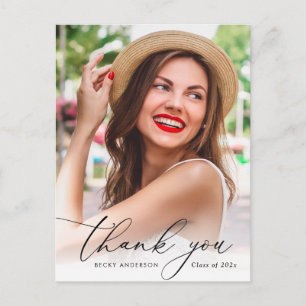 Modern personalized photo graduation thank you postcard