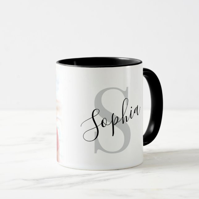 Modern Personalized Photo Monogram  Mug (Front Right)