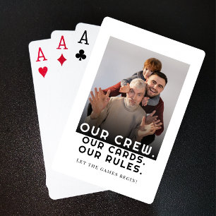 Modern Personalized Photo Playing Family Friends Cards