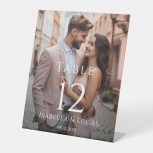 Modern Personalized Photo Table Number Pedestal Sign
