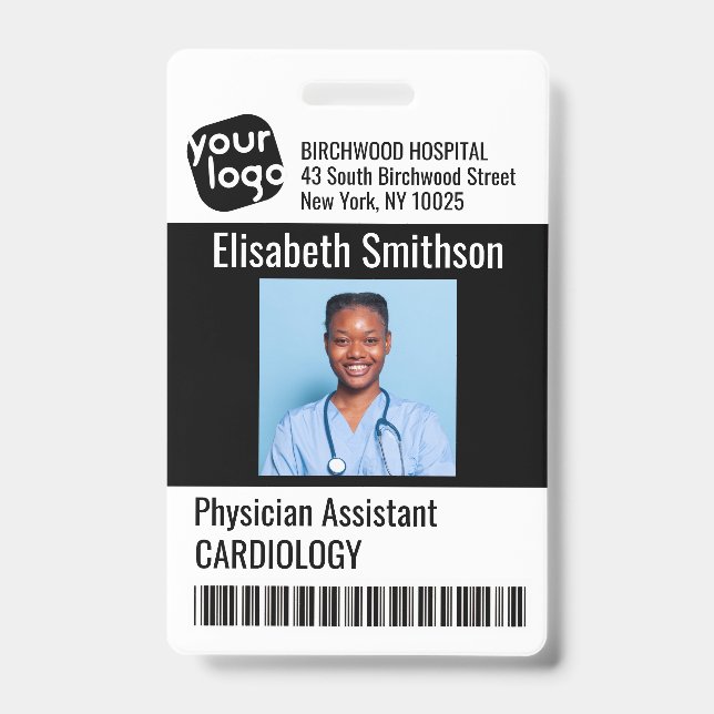    Modern Personalized Physician Assistant ID Card Badge (Front)