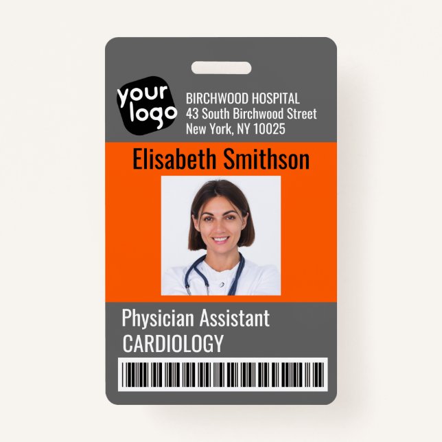    Modern Personalized Physician Assistant ID Card Badge (Front)