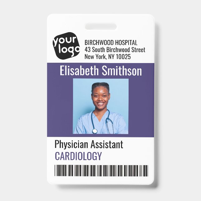    Modern Personalized Physician Assistant ID Card Badge (Front)