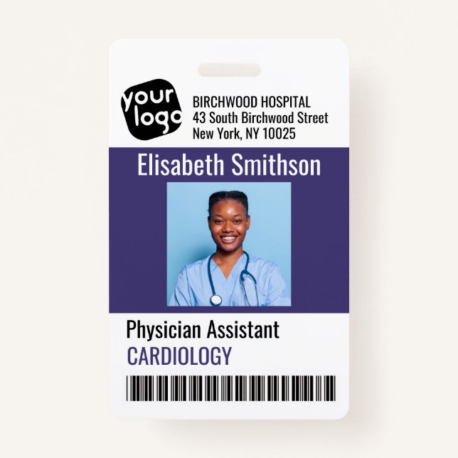    Modern Personalized Physician Assistant ID Card Badge (Front)