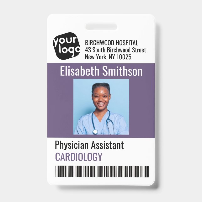    Modern Personalized Physician Assistant ID Card Badge (Front)