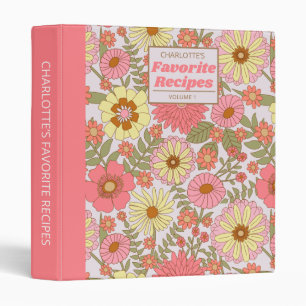 Modern Personalized Pink Floral Chef Kitchen Gift Binder