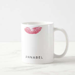 Modern personalized pink gloss lipstick mark coffe coffee mug