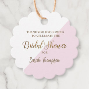Modern Personalized Pink Gold Bridal Shower  Favour Tags