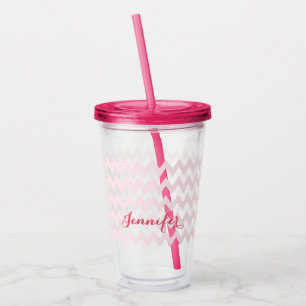 Modern Personalized Pink Pattern Elegant Monogram Acrylic Tumbler