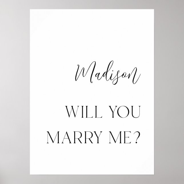 Modern Personalized Proposal Sign Poster (Front)