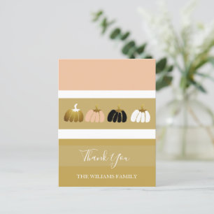 Modern Personalized Pumpkins In Black, White, Gold Holiday Postcard