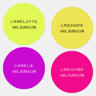 Modern Personalized Purple Pink Yellow Name
