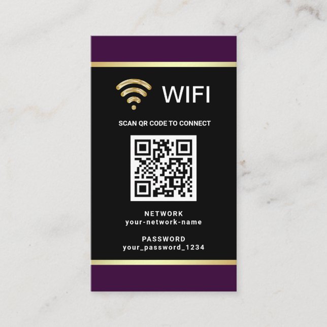 Modern Personalized QR Code Wifi Network Password Business Card (Front)