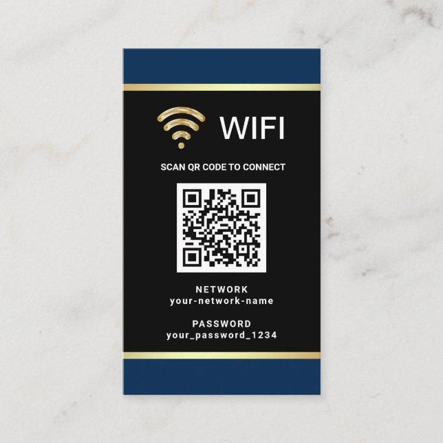 Modern Personalized QR Code Wifi Network Password Business Card (Front)