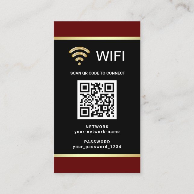 Modern Personalized QR Code Wifi Network Password Business Card (Front)