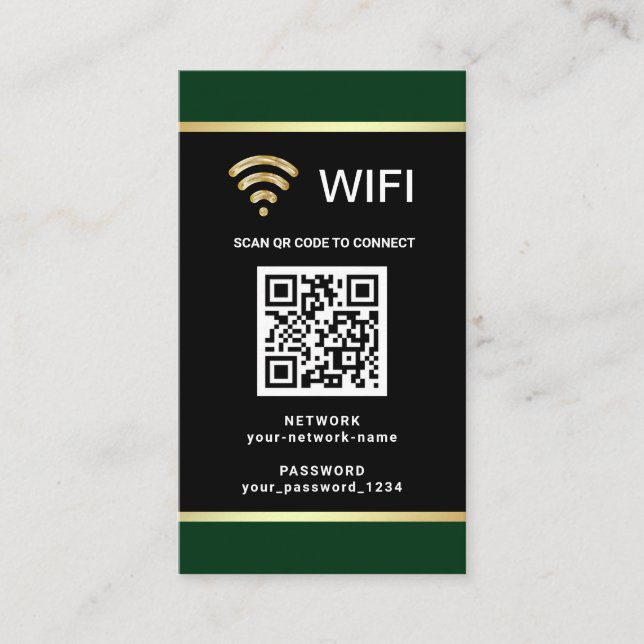 Modern Personalized QR Code Wifi Network Password Business Card (Front)