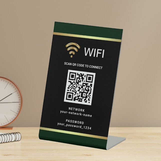 Modern Personalized QR Code Wifi Network Password Pedestal Sign (Creator Uploaded)