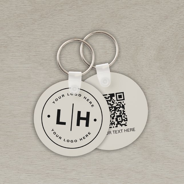 Modern Personalized QR Logo Business Keychain (Modern Custom Logo Business QR code Promotional Keychain by MINTIC DESIGN STUDIO)