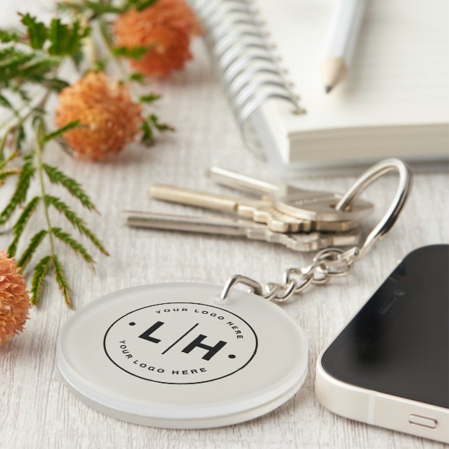 Modern Personalized QR Logo Business Keychain (Front Right)