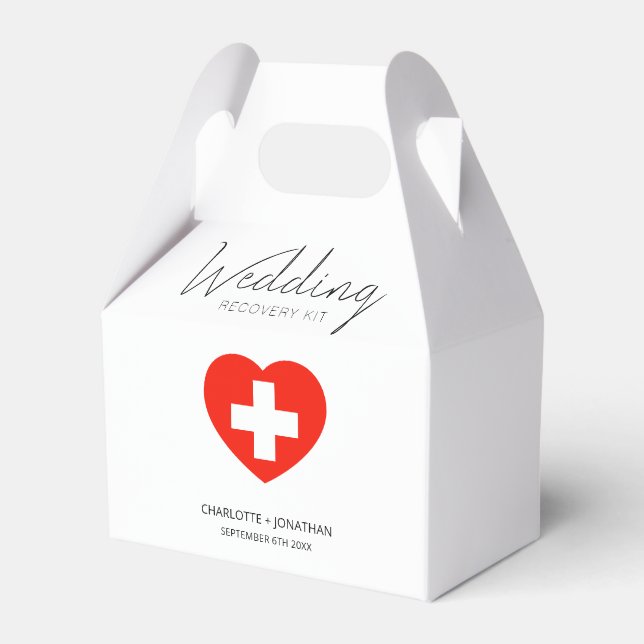 Modern Personalized Recovery Kit Wedding Favor Box (Front Side)