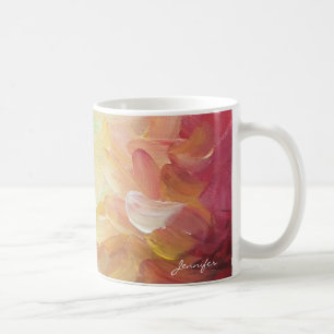 Modern Personalized Red Golden Teal Oil Paint Coffee Mug