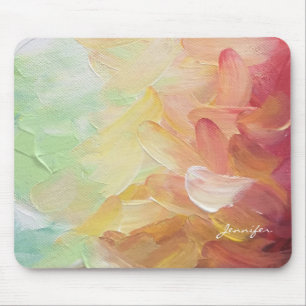 Modern Personalized Red Golden Teal Oil Paint Mouse Pad