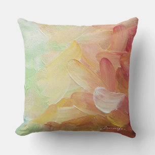 Modern Personalized Red Golden Teal Oil Paint Throw Pillow