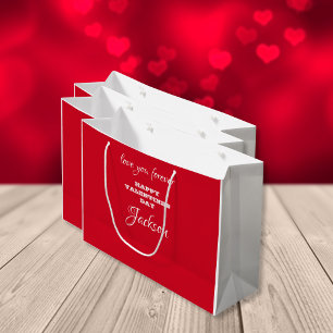 Modern Personalized Red Valentine's Day  Large Gift Bag