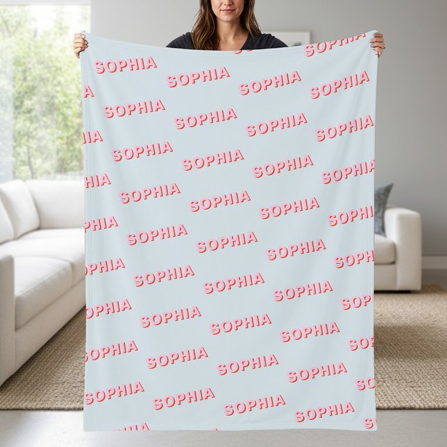 Modern Personalized Repeating Name Pattern Fleece Blanket (Creator Uploaded)