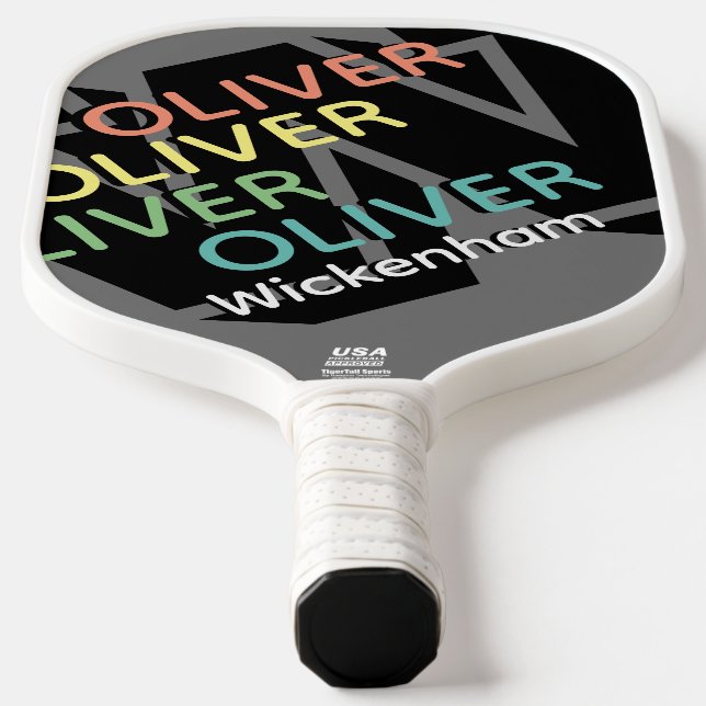 Modern Personalized Replicated Colour Name Cool Pickleball Paddle (Laydown)