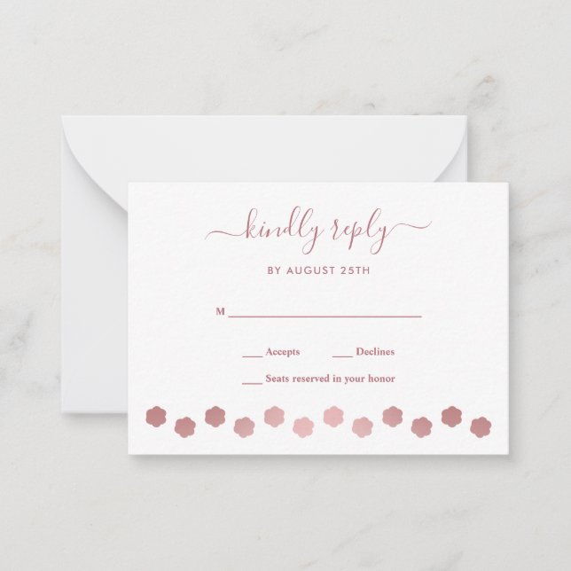 Modern Personalized Rose Gold Dog Pet Wedding RSVP Card (Front)