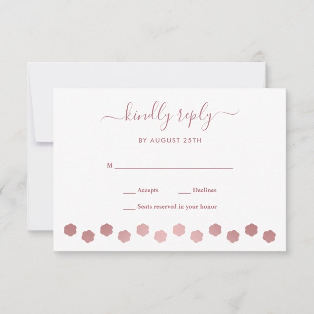 Modern Personalized Rose Gold Dog Pet Wedding RSVP Card (Front)
