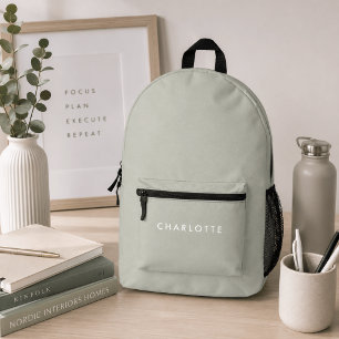 Modern Personalized Sage Green Name Backpack