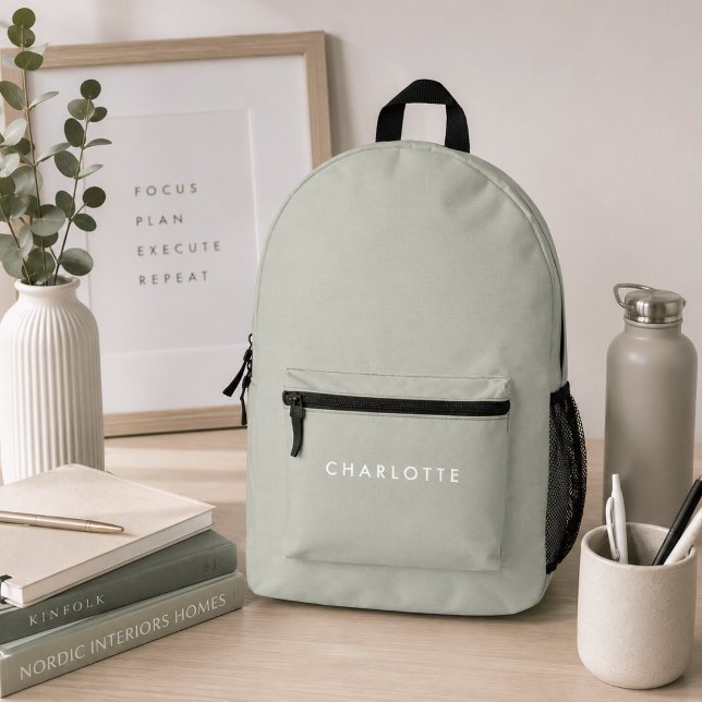 Modern Personalized Sage Green Name Backpack (Creator Uploaded)