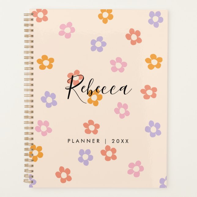 Modern Personalized Script Monogram Floral 2023 Planner (Front)
