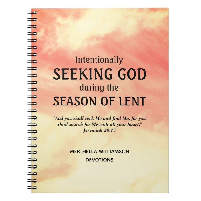 Modern Personalized SEEKING GOD Easter Lenten Notebook (Front)