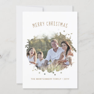 Modern Personalized Splash Photo Christmas Holiday Card