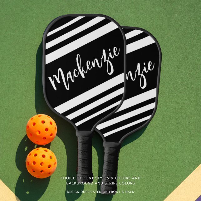 Modern Personalized Striped Custom Colour Pickleball Paddle (Creator Uploaded)