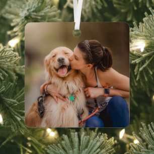 Modern Personalized template Custom Pet Dog Photo Metal Ornament