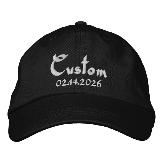 Modern Personalized Text And Date Baseball Cap (Front)