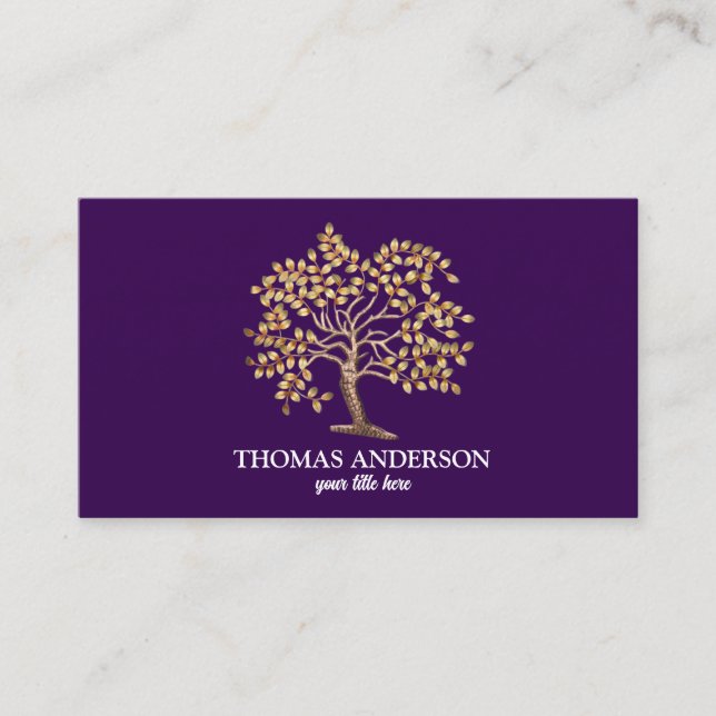 Modern Personalized Tree of Life - Colourful Leave Business Card (Front)